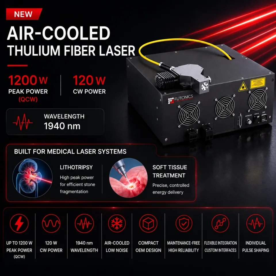Air-cooled Futonics thulium fiber laser.